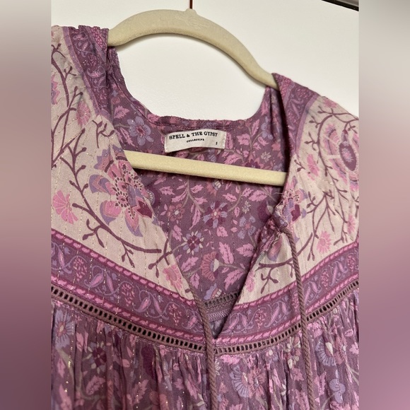 SPELL Dahlia Gown in Mulberry (Pre-Owned) Size Small Rare - Picture 12 of 13